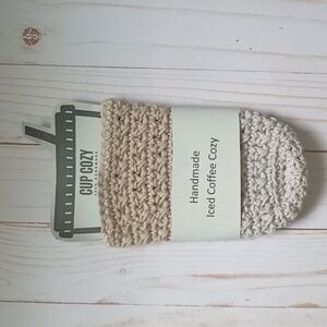 Handmade crocheted iced coffee cozy